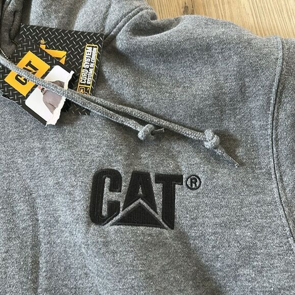 CAT Men’s Sweatshirt Kangaroo Pocket Adjustable Hood, Grey, size, Medium, NWT - Picture 6 of 7